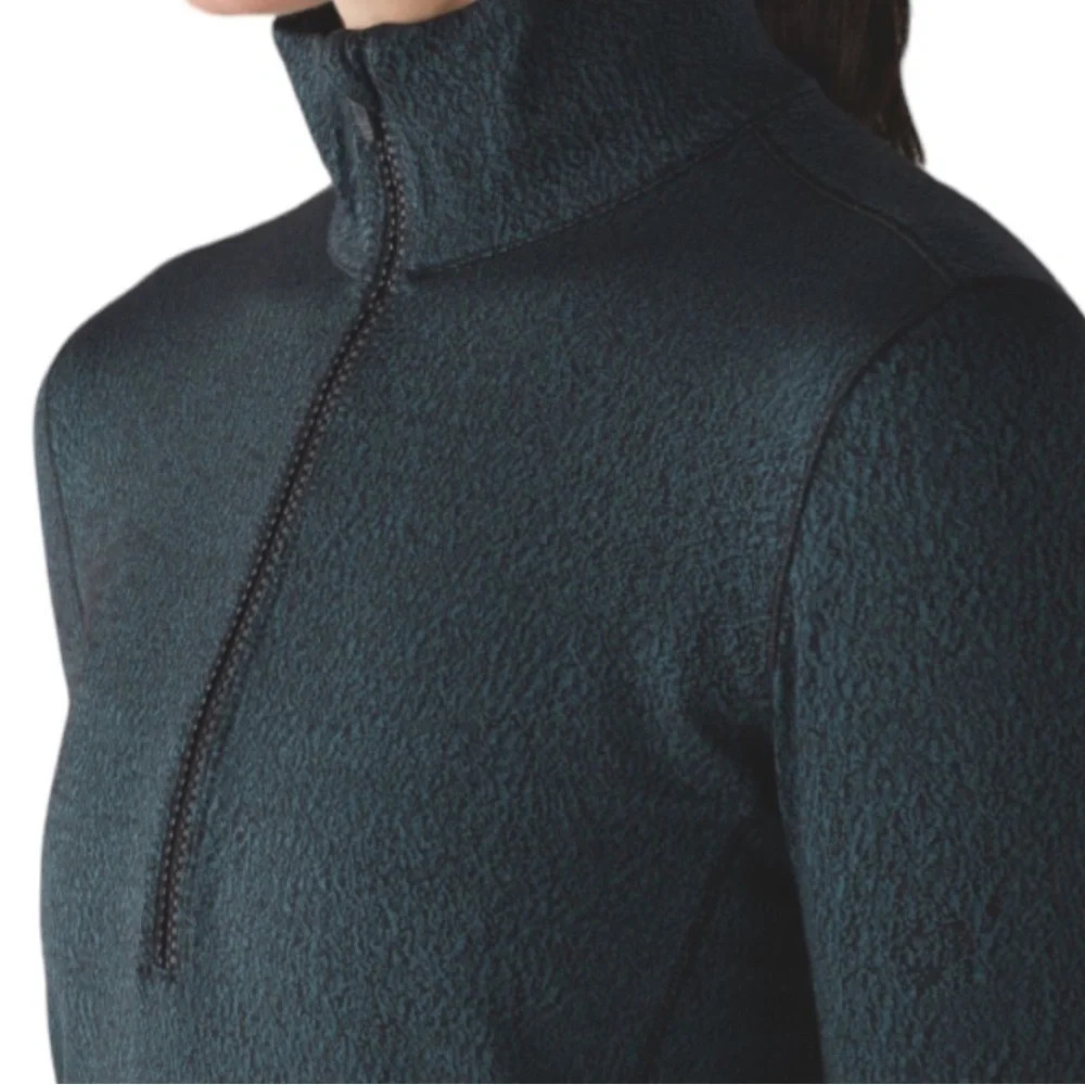 Lululemon Outrun 1/2 Zip Running Luon Spray Jacquard Alberta Lake Black Pullover - Picture 5 of 13